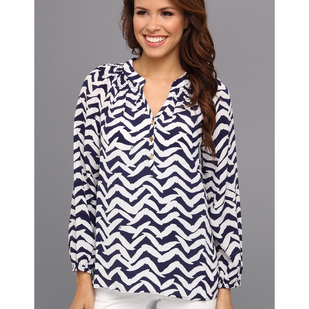 Lilly Pulitzer Navy and White Blouse